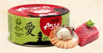 Купить prime asia влажный корм для взрослых кошек тунец с морским гребешком в желе (банка)