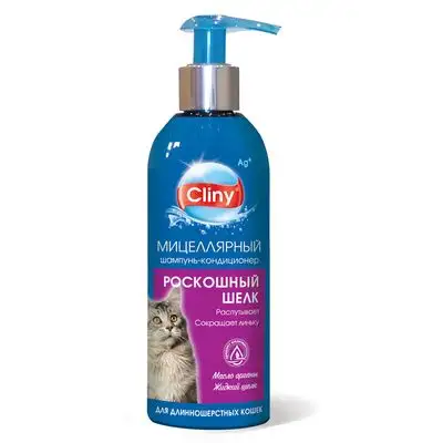 Купить cliny шампунь-кондиционер "Роскошный шелк" для длинношерстных кошек