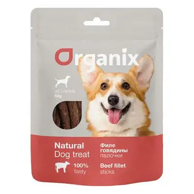 Купить organix лакомства для собак Палочки из филе говядины 100% мясо