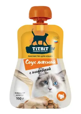Купить titbit лакомство для кошек Соус мясной с индейкой