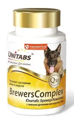 Купить unitabs brewers complex мультивитаминный комплекс для взрослых собак крупных пород для кожи и шерсти
