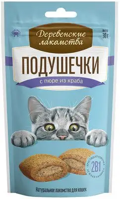 Купить Деревенские лакомства для кошек подушечки с пюре из краба
