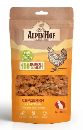 Купить alpenhof лакомство для кошек сердечки из курицы