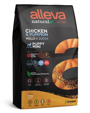 Alleva Natural Dog сухой корм для щенков мелких и миниатюрных пород с курицей и тыквой