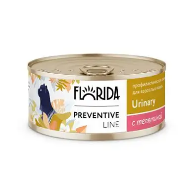 Florida Preventive Line консервы Urinary для кошек Профилактика образования мочевых камней" с телятиной