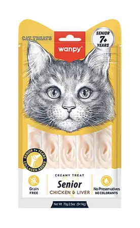 Купить wanpy cat Лакомство для пожилых кошек «нежное пюре» из курицы и куриной печени