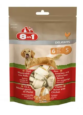 Купить 8in1 delights s лакомство для собак средних и мелких пород косточки с куриным мясом