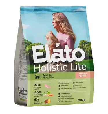Elato Holistic Lite сухой корм для привередливых взрослых кошек, с кроликом и индейкой