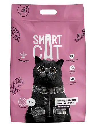 Купить smart cat комкующийся наполнитель для кошек, глиняный с ароматом лаванды