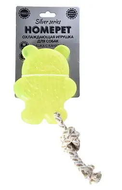 HOMEPET SILVER SERIES  мишка с канатом игрушка для собак охлаждающая