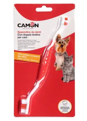 Camon щетка зубная двойная для кошек и собак