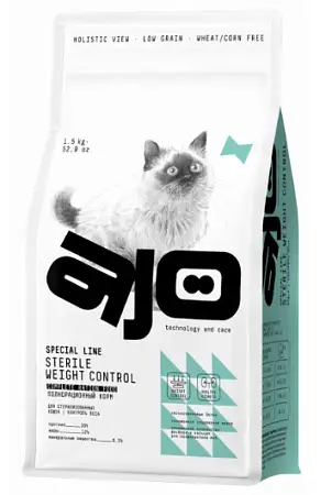 Купить ajo special line sterile weight control Сухой корм для контроля веса у стерилизованных кошек с курицей
