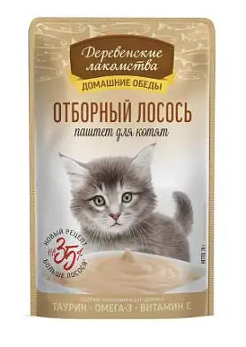 Деревенские лакомства Домашние обеды отборный лосось паштет для котят