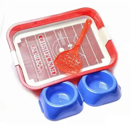 Купить Сибирская кошка Набор: туалет, миска, совок красный