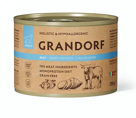 Купить grandorf Консервы для собак  Паштет из говядины с бататом и цветной капустой