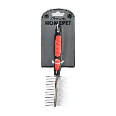 Homepet SILVER SERIES расческа металлическая двухсторонняя для собак и кошек 49 зубьев