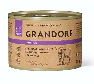 GRANDORF Консервы для собак Паштет из говядины