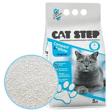 Cat Step Compact White Original наполнитель для кошек комкующийся минеральный