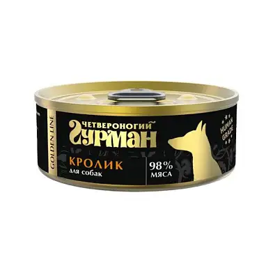 Четвероногий Гурман Golden line консервы для собак кролик натуральный в желе