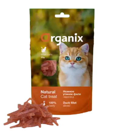 Купить organix лакомства для кошек "Нежная нарезка утиного филе" 100% мясо