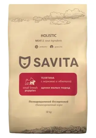 Купить savita сухой беззерновой корм для взрослых собак малых пород с телятиной