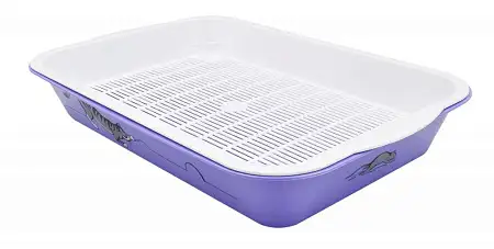 Купить zooexpress туалет для кошек "Ева" с сеткой высокие ножки с рисунком 