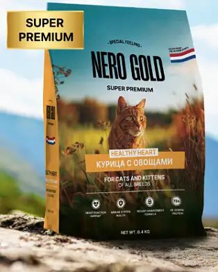 NERO GOLD super premium HEALTHY HEART All life Stages Chicken Сухой корм для кошек и котят всех возрастов с мясом курицы и овощами